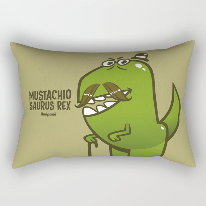 Mustachio Saurus Rex Rectangular Pillow