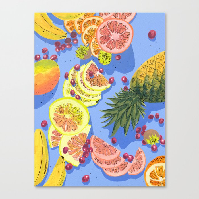 Tropical Fruit Spread Painting Canvas Print