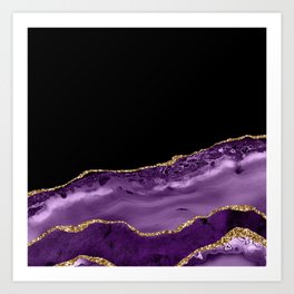 Purple & Gold Agate Texture 16 Art Print