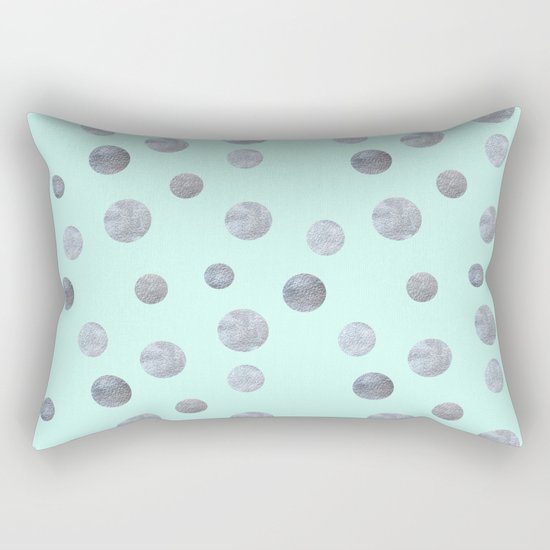 Silver dots on mint Rectangular Pillow