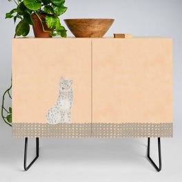 Relaxing Leopard - Greyish White and Pink Credenza