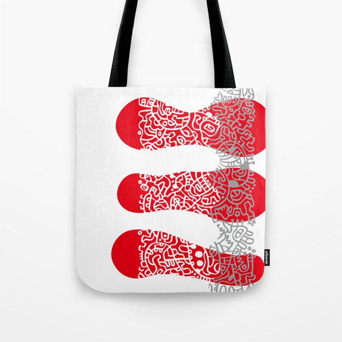 Fire Cell Tote Bag | Painting, Drawing, Digital, Pattern, Line, Red, White, Japan, Japanese, Ouma