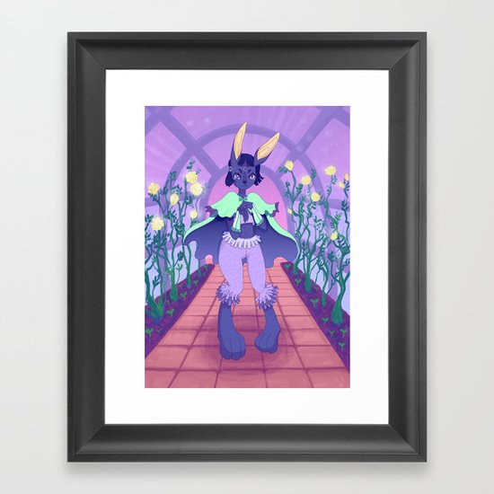 Blue Bun, Yellow Roses Framed Art Print