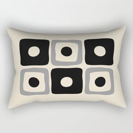 Mid Century Modern Square Dot Pattern 593 Black and Gray Rectangular Pillow
