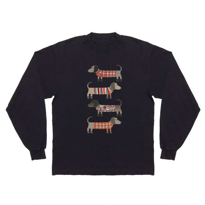 Dachshund Sausage Dogs in Woolly Knitwear Long Sleeve T Shirt