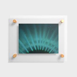 Vintage Aurora Borealis northern lights poster in blue Floating Acrylic Print