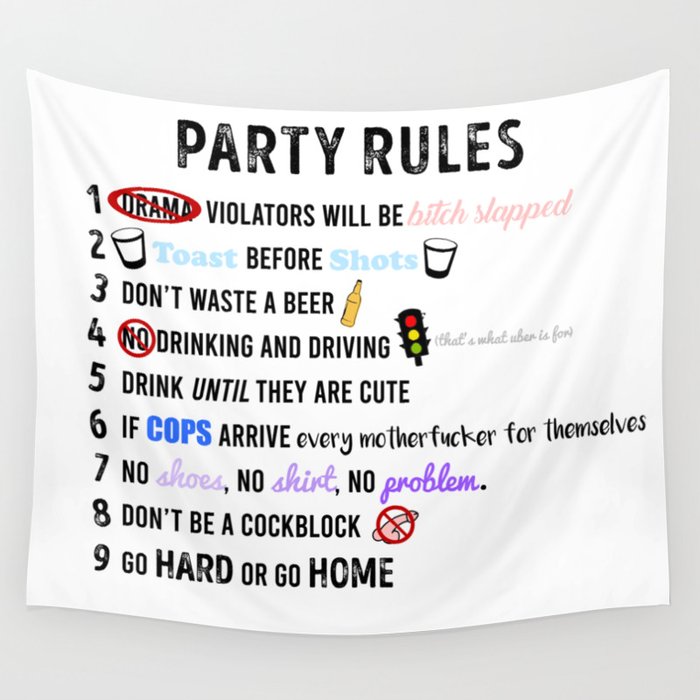 Party Rules Wall Tapestry by histrionicole Society6