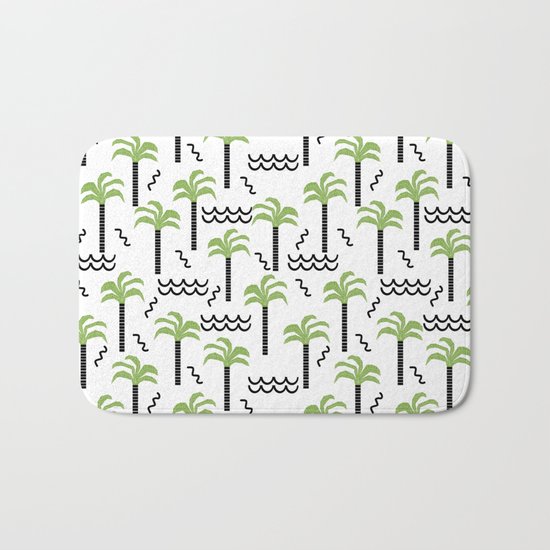 Palm trees tropical minimal ocean seaside socal beach life pattern Bath Mat