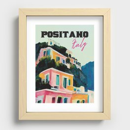 Houses of Positano Abstract Travel Poster Retro Recessed Framed Print