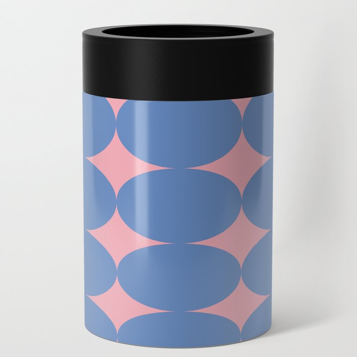 Retro Round Pattern - Pink Blue Can Cooler
