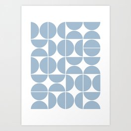 Mid Century Modern Geometric 04 Soft Blue Art Print