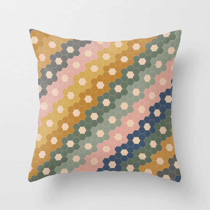 Hexagon Flowers Throw Pillow