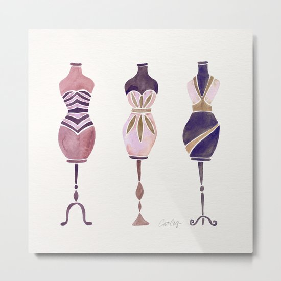 Vintage Dress Forms – Mauve Palette Metal Print