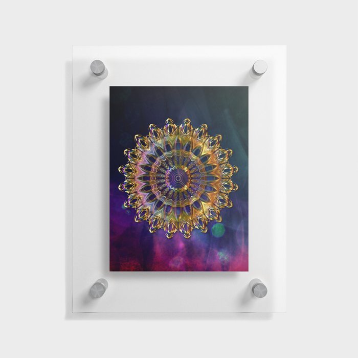 Golden Iridescent Mandala Floating Acrylic Print