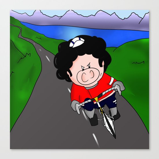 Cycling pig Canvas Print