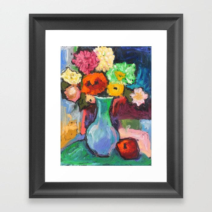 Flowers with Apple Framed Art Print