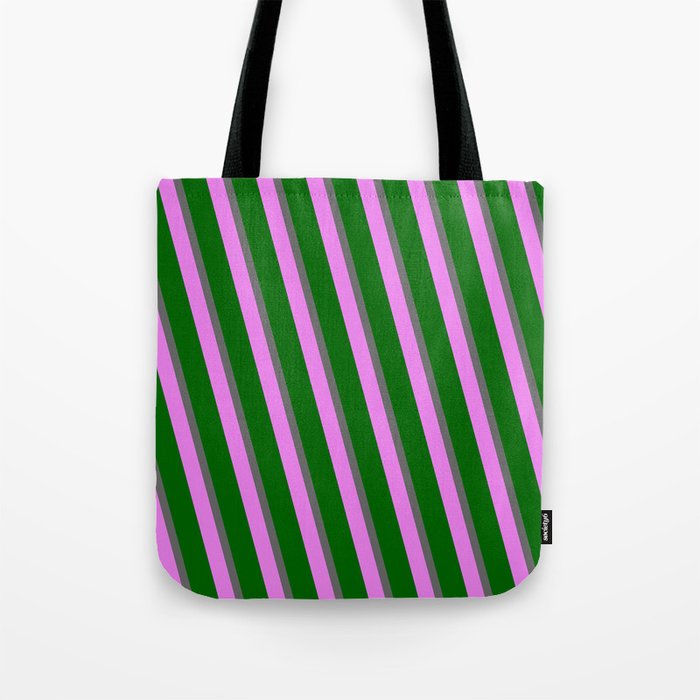 Dim Grey, Violet, and Dark Green Colored Lines Pattern Tote Bag