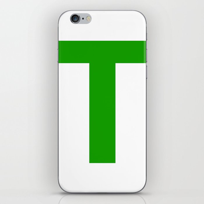 Letter T (Green & White) iPhone Skin