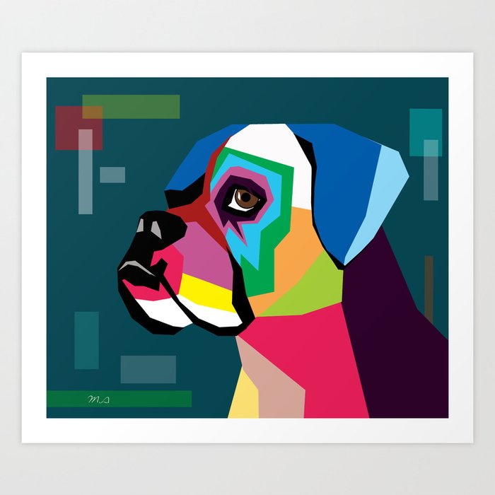 dog bulldog Art Print