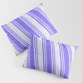 [ Thumbnail: Medium Slate Blue & Lavender Colored Striped Pattern Pillow Sham ]