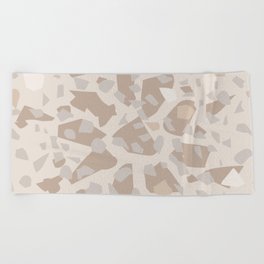 Terrazzo Style Mosaic Pattern Brown Beige Beach Towel