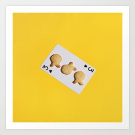 Fish Crackers on a Playing Card Art Print