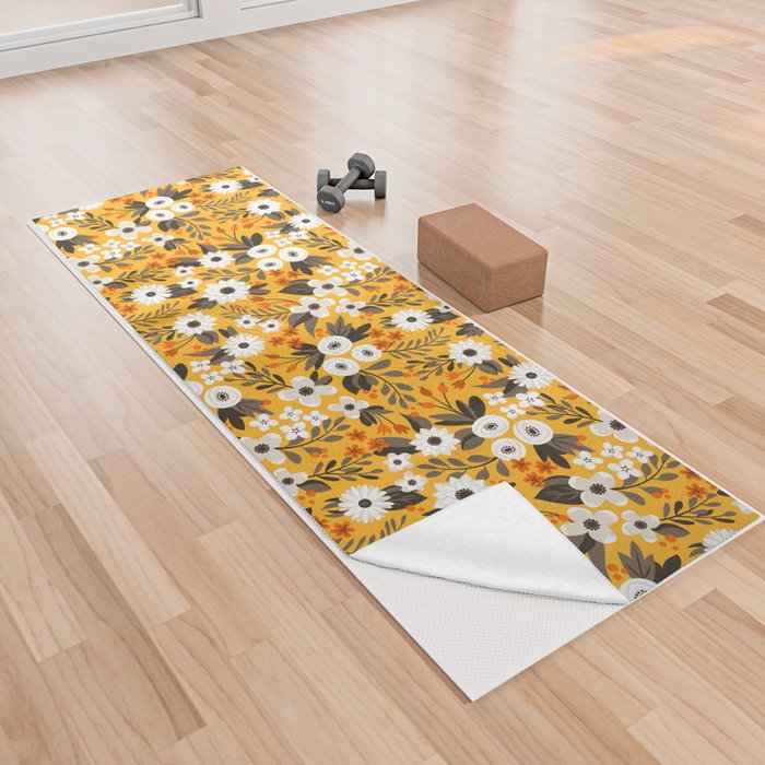 Modern Autumn Floral Yoga Towel