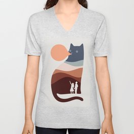 Cat Landscape 35 V Neck T Shirt