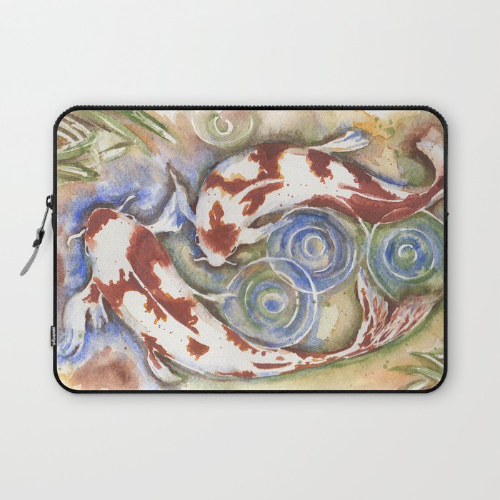 Koi Fish Watercolor Painting Laptop Sleeve