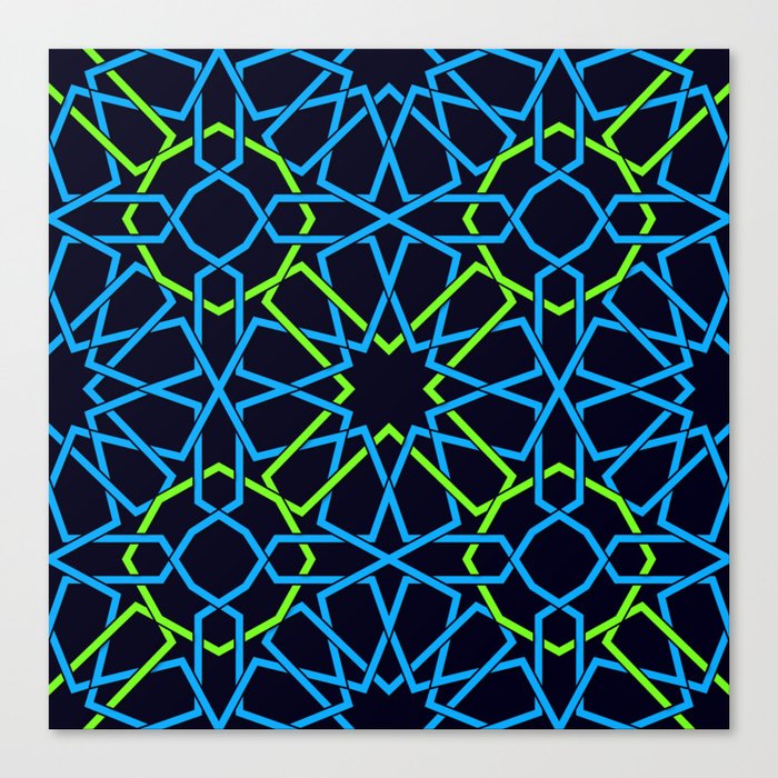 Blue & Yellow Color Arab Square Pattern Canvas Print