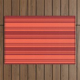 [ Thumbnail: Red and Brown Colored Striped Pattern Outdoor Rug ]