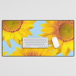 Yellow Mellow Sunflowers Blue Sky Background #decor #society6 #buyart Desk Mat