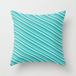 [ Thumbnail: Powder Blue and Light Sea Green Colored Striped/Lined Pattern Throw Pillow ]