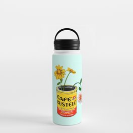 Coffee and Flowers for Breakfast in Turquoise  Water Bottle