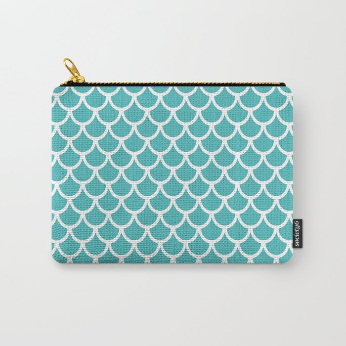 Scales (White & Teal Pattern) Carry-All Pouch