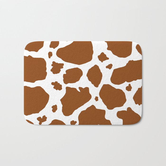 cocoa milk chocolate brown and white cow spots animal print Bath Mat