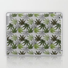 cannabis weed marihuana leaves botanical plants beige Laptop Skin