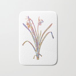 Floral Summer Snowflake Mosaic on White Bath Mat