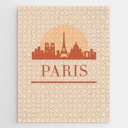 PARIS FRANCE CITY SKYLINE EARTH TONES Jigsaw Puzzle