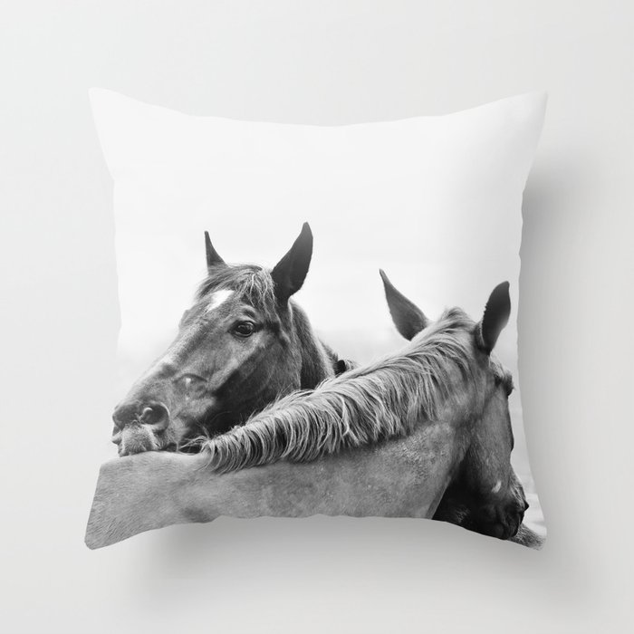 Two Horses Throw Pillow
