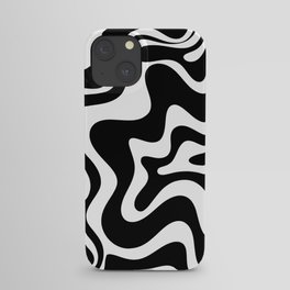 Liquid Swirl Abstract Pattern in Black and White iPhone Case