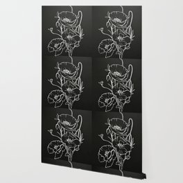 Minimalistic poppy bouquet line art  Wallpaper