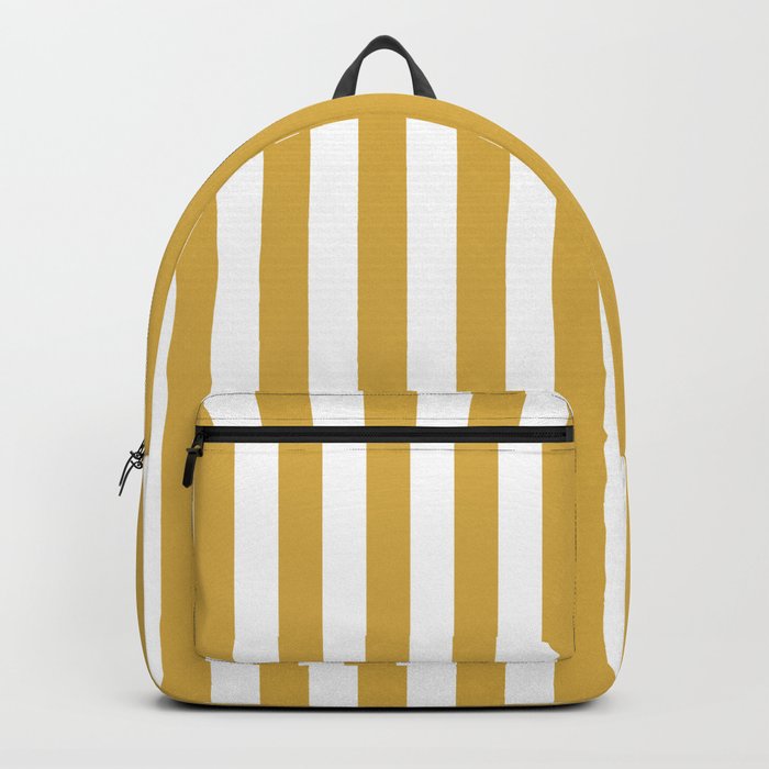 Large Mustard Yellow and White Cabana Tent Stripe Backpack