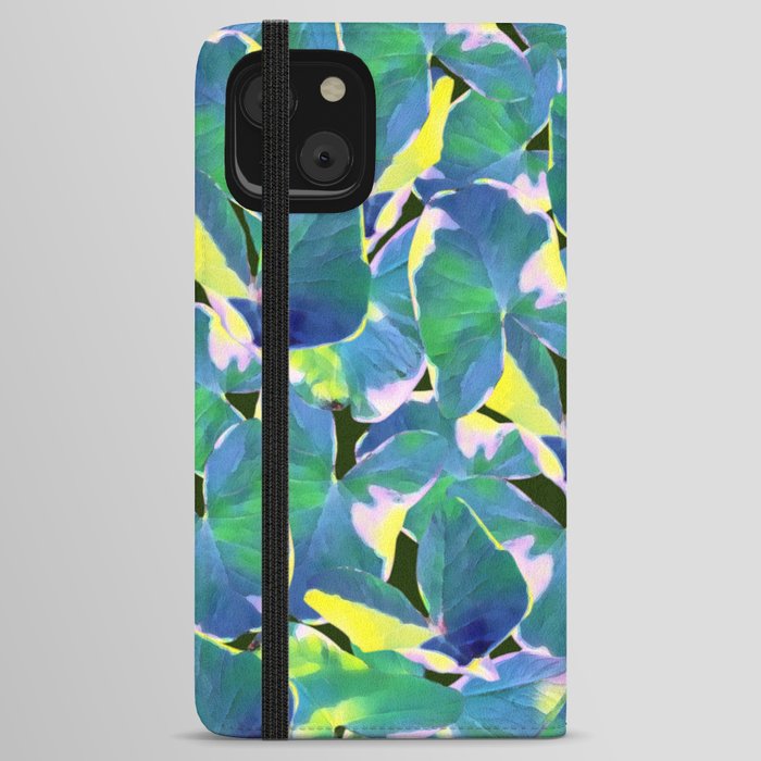Caladium Bicolor leaves Pattern Art Print iPhone Wallet Case