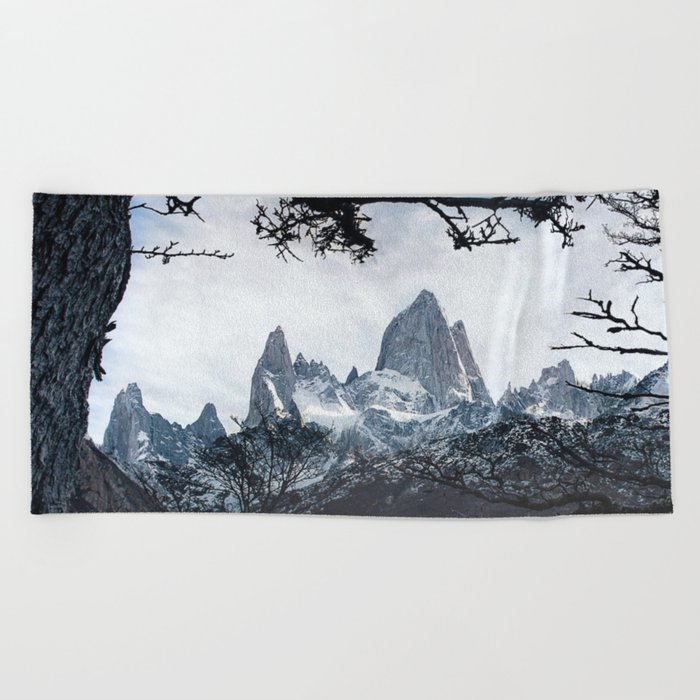 Argentina Photography - Huge Mountains Peaking Above The Forest Beach Towel