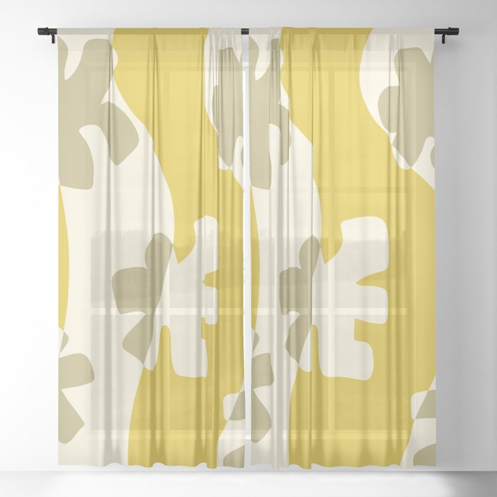 Minimal floral colorblock 1 Sheer Curtain
