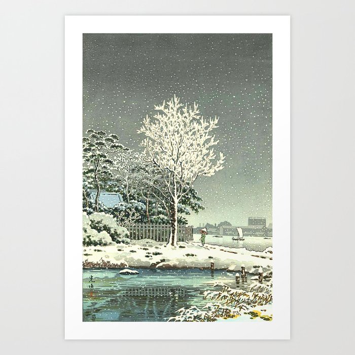 Tsuchiya Koitsu Snow On The Sumida River Japanese Vintage