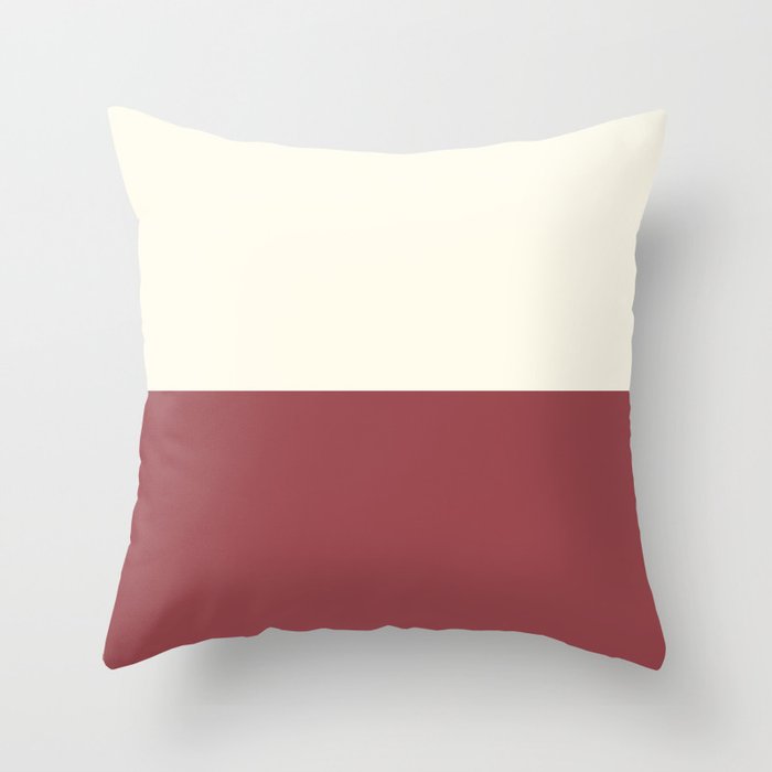 Red and Off-White Minimal Solid Color Line Pattern 2021 Color of the Year Passionate Bohemian Lace Throw Pillow