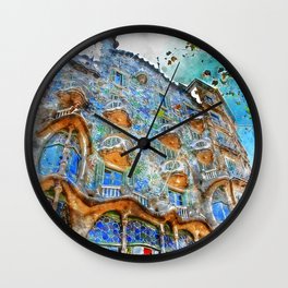 Barcelona, Casa Batllo Wall Clock | Painting, Building, Casabatllo, Famous, Europe, Monument, Gaudi, Antonigaudi, Landmark, Town 