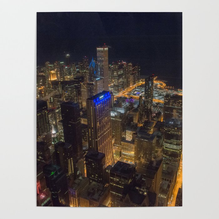 Chicago City Nightlife Poster